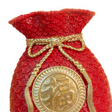 Maxbell Flower Vase Bouquet Holder Artwork Blessing Bag Shape Statue for Tabletop Red