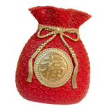 Maxbell Flower Vase Bouquet Holder Artwork Blessing Bag Shape Statue for Tabletop Red