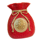 Maxbell Flower Vase Bouquet Holder Artwork Blessing Bag Shape Statue for Tabletop Red