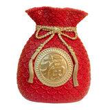 Maxbell Flower Vase Bouquet Holder Artwork Blessing Bag Shape Statue for Tabletop Red