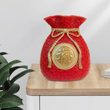 Maxbell Flower Vase Bouquet Holder Artwork Blessing Bag Shape Statue for Tabletop Red