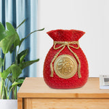 Maxbell Flower Vase Bouquet Holder Artwork Blessing Bag Shape Statue for Tabletop Red