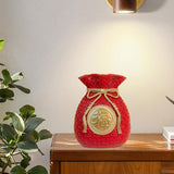 Maxbell Flower Vase Bouquet Holder Artwork Blessing Bag Shape Statue for Tabletop Red