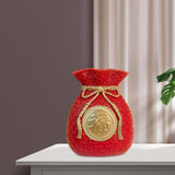 Maxbell Flower Vase Bouquet Holder Artwork Blessing Bag Shape Statue for Tabletop Red