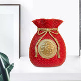 Maxbell Flower Vase Bouquet Holder Artwork Blessing Bag Shape Statue for Tabletop Red