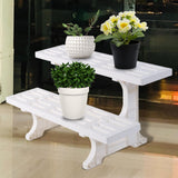 Maxbell Indoor Outdoor Planter Rack Flower Pot Yard Decor White Planter Stand
