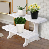 Maxbell Indoor Outdoor Planter Rack Flower Pot Yard Decor White Planter Stand