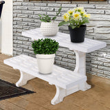 Maxbell Indoor Outdoor Planter Rack Flower Pot Yard Decor White Planter Stand