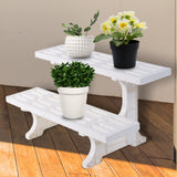 Maxbell Indoor Outdoor Planter Rack Flower Pot Yard Decor White Planter Stand