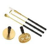 Maxbell 5 Pieces Brass Incense Tool Set Incense Making Kit Shovel Spoon Brush