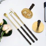 Maxbell 5 Pieces Brass Incense Tool Set Incense Making Kit Shovel Spoon Brush