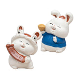 Maxbell Bunny Sculpture Ornament Car Dashboard Desk Mini Rabbit Statues Figurines Blue