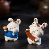 Maxbell Bunny Sculpture Ornament Car Dashboard Desk Mini Rabbit Statues Figurines Blue