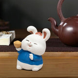 Maxbell Bunny Sculpture Ornament Car Dashboard Desk Mini Rabbit Statues Figurines Blue