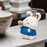 Maxbell Bunny Sculpture Ornament Car Dashboard Desk Mini Rabbit Statues Figurines Blue