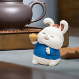 Maxbell Bunny Sculpture Ornament Car Dashboard Desk Mini Rabbit Statues Figurines Blue