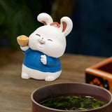 Maxbell Bunny Sculpture Ornament Car Dashboard Desk Mini Rabbit Statues Figurines Blue