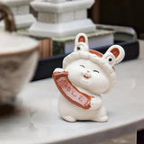 Maxbell Bunny Sculpture Ornament Car Dashboard Desk Mini Rabbit Statues Figurines Red