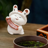 Maxbell Bunny Sculpture Ornament Car Dashboard Desk Mini Rabbit Statues Figurines Red