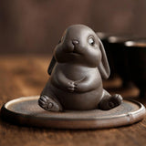 Maxbell Bunny Statue Animal Sculpture Decor Rabbit Figurine for Home Living Room Sit 9cmx8.3cmx9.7cm
