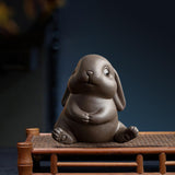 Maxbell Bunny Statue Animal Sculpture Decor Rabbit Figurine for Home Living Room Sit 9cmx8.3cmx9.7cm