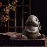 Maxbell Bunny Statue Animal Sculpture Decor Rabbit Figurine for Home Living Room Sit 9cmx8.3cmx9.7cm