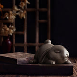 Maxbell Bunny Statue Animal Sculpture Decor Rabbit Figurine for Home Living Room Lying 10cmx10cmx7cm