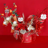 Maxbell 2x Chinese New Year Flower Vase Flowerpot Entryway Holiday Home Storage Box Red