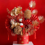 Maxbell 2x Chinese New Year Flower Vase Flowerpot Entryway Holiday Home Storage Box Red