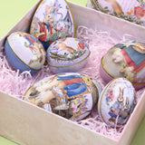 Maxbell 6Pcs Metal Easter Egg Candy Tin Bunny Rabbit Eggshell for Home Decoration