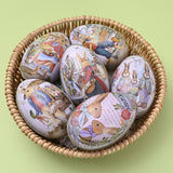 Maxbell 6Pcs Metal Easter Egg Candy Tin Bunny Rabbit Eggshell for Home Decoration