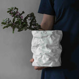 Maxbell Nordic Style Ceramic Flower Vase Modern Art for Home Desktop Decoration White 17.5cmx20.5cm