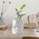 Maxbell Nordic Style Ceramic Flower Vase Modern Art for Home Desktop Decoration White 17.5cmx20.5cm