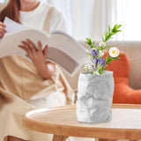 Maxbell Nordic Style Ceramic Flower Vase Modern Art for Home Desktop Decoration White 17.5cmx20.5cm