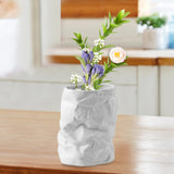 Maxbell Nordic Style Ceramic Flower Vase Modern Art for Home Desktop Decoration White 17.5cmx20.5cm