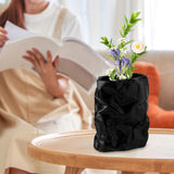 Maxbell Nordic Style Ceramic Flower Vase Modern Art for Home Desktop Decoration Black 17.5cmx20.5cm