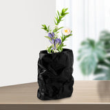 Maxbell Nordic Style Ceramic Flower Vase Modern Art for Home Desktop Decoration Black 17.5cmx20.5cm