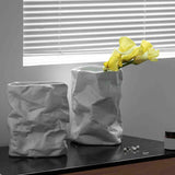 Maxbell Nordic Style Ceramic Flower Vase Modern Art for Home Desktop Decoration White 16cmx22.5cm