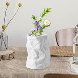 Maxbell Nordic Style Ceramic Flower Vase Modern Art for Home Desktop Decoration White 16cmx22.5cm
