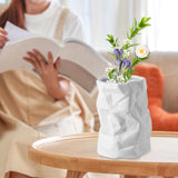 Maxbell Nordic Style Ceramic Flower Vase Modern Art for Home Desktop Decoration White 16cmx22.5cm