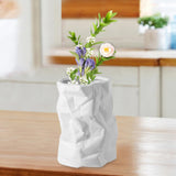 Maxbell Nordic Style Ceramic Flower Vase Modern Art for Home Desktop Decoration White 16cmx22.5cm