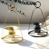 Maxbell Iron Portable Candle Holder for Household Tabletop Display Dining Table Black