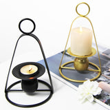 Maxbell Iron Portable Candle Holder for Household Tabletop Display Dining Table Black