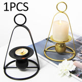 Maxbell Iron Portable Candle Holder for Household Tabletop Display Dining Table Black