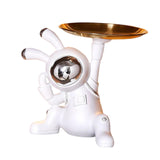 Maxbell Decorative Tray Space Rabbit Shape Sundries Container for Decoration Gifts Argent tray