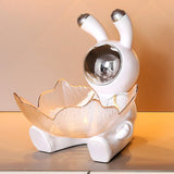 Maxbell Decorative Tray Space Rabbit Shape Sundries Container for Decoration Gifts Argent storage