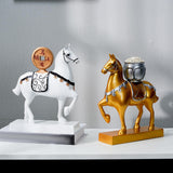 Maxbell Horse Statue Resin Figurine Sculpture Art Craft for Home Desk Decoration Aureate Style A