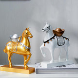 Maxbell Horse Statue Resin Figurine Sculpture Art Craft for Home Desk Decoration Aureate Style A
