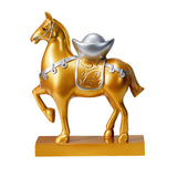 Maxbell Horse Statue Resin Figurine Sculpture Art Craft for Home Desk Decoration Aureate Style A