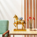Maxbell Horse Statue Resin Figurine Sculpture Art Craft for Home Desk Decoration Aureate Style A
